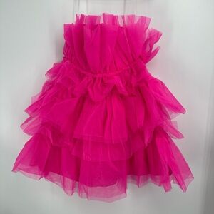 NWOT Charmed Hearts Pink Tulle Cocktail Dress Women’s Strapless Sz M